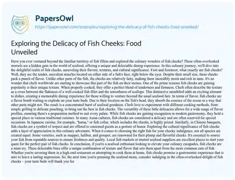 Understanding Fish Cheeks: A Culinary Delicacy .